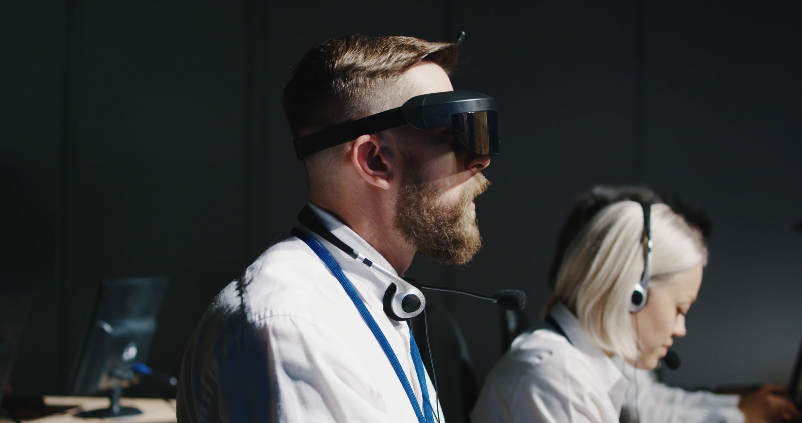 Technician using a VR headset